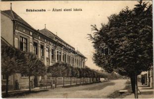 1916 Békéscsaba, Állami elemi iskola, K.u.K. katonák. Tevan Adolf kiadása (EK)