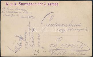 1917 K.u.k Sturmbaon der 2. Armee - A 2. hadsereg rohamzászlóaljának tisztikara fotólap