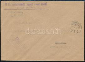 1943 Levélboríték.M. kir. Szatmárnémeti Honvéd csapat Kórház gyógyszertára bélyegzéssel