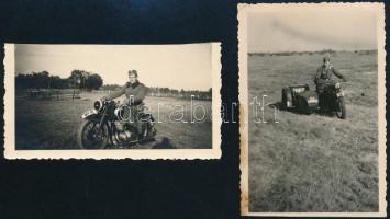 cca 1940 Luftwaffe és Wehrmacht katonák motoron 2 db fotó 6x9cm