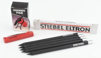 Zollstock, inox zsebkés, elemes ventillátor (mini) elemmel, 5 ácsceruza