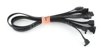 4 darab SATA III kábel 40 cm fekete. Egyenes - derékszög végződéssel