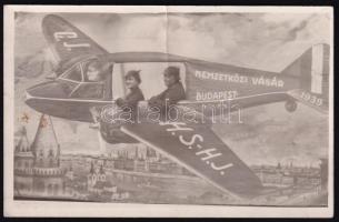 1939 Budapesti Nemzetközi Vásár fotózkodás repülővel fotólap