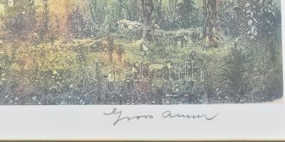 Gross Arnold (1929-2015): A Természet játéka. Színezes nyomat, papír, jelzett. Üvegezett fakeretben,...