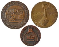 5 darabos bronz és fém sport emlékérem és emlékplakett tétel, közte 1976. Edzett Ifjúságért / Aranyjelvényesek országos versenye kétoldalas ezüstözött fém emlékplakett (10x86mm) T:1-,2 közte akasztóval