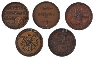5 darabos bronz emlékérem tétel, közte Garamkeszi János (1936-) 1985. "10 éves a MÉE Mosonmagya...