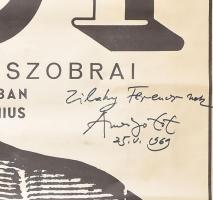 Amerigo Tot kiállítás Lakner László által tervezett plakátja. Sérült, szakadt, rajta Amerigo Tot saj...