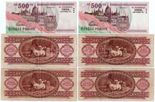 1984-1992. 100Ft (4x) + 2006. 500Ft (2x) T:III közte kis szakadás, ly