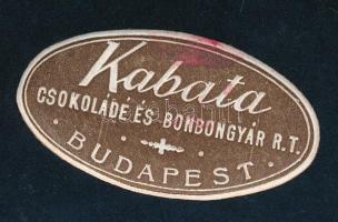 Kabata Csokoládé és Bonbongyár R.t. Budapest címke, 1920-30 körül, 2,5x4 cm