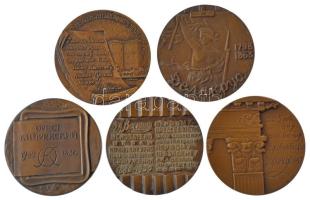 Szovjetúnió 1975-1986. "Híres emberek" 5 darabos kétoldalas bronz emlékérem tétel (60mm) T...