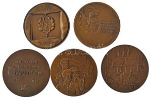 Szovjetúnió ~1980. "Híres emberek" 5 darabos kétoldalas bronz emlékérem tétel (60mm) T:1-
...