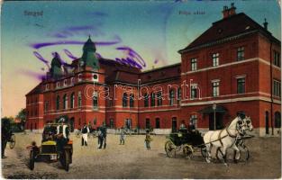 1911 Szeged, pályaudvar, vasútállomás, autó és hintó montázs (EK)