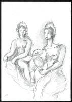 Darmó Éva (1980-): 6 db tanulmányrajz, többségében női aktokkal és alakokkal. Ceruza, papír. Jelzett...