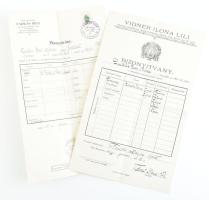 1931-1941 2 db magánzeneiskolai bizonyítvány, aláírásokkal, bélyegzőkkel