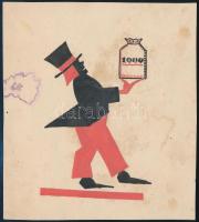 Galambos Margit (?-?): Art deco figura, Jack London A felfedezés c. könyv borítótervéhez, 1924 k. Tempera, papír, jelzés nélkül, foltos, 12,5x11 cm.