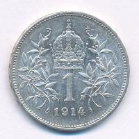Ausztria 1914. 1C Ag "Ferenc József" kapszulában T:1- 
Austria 1914. 1 Corona Ag "Fr...