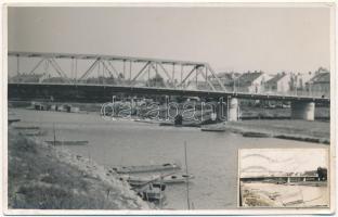1965 Győr, Petőfi híd régen és most. photo - kis méretű régi fotó felvétel ráragasztva (EK)