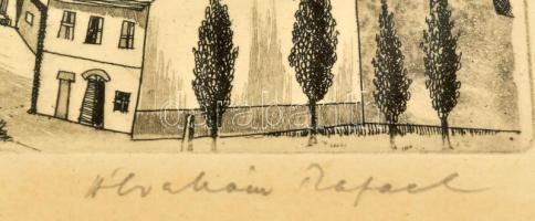 Ábrahám Rafael (1929-): Tabán. Rézkarc, papír, jelzett. Üvegezett fakeretben. 21x29,5 cm