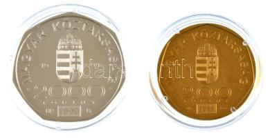 1999. 2000Ft Ag "A 2000. évforduló" tanúsítvánnyal, MNB tájékoztatóval + 2000. 200Ft Cu-Ni...