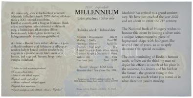1999. 2000Ft Ag "A 2000. évforduló" tanúsítvánnyal, MNB tájékoztatóval + 2000. 200Ft Cu-Ni...