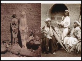 cca 1880 Múmiák, krokodilok és koponyák árusítása Egyiptomban, 2 db modern fotónagyítás egy nagyméretű fotóalbumban található, beragasztott régi felvételekről, 15x10 cm