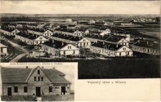 Milovice, Milowitz; Vojensky tábor, Anna Krejcová uzenárství, jídelna a vinárna / K.u.K. military base and barracks, shop and inn (EK)