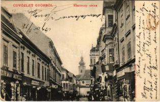 1905 Győr, Kazinczy utca, Szirmai Mór, Kohn Mór üzlete. Rembrandt fényirda (EB)