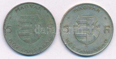 1947. 5Ft Ag "Kossuth" (2x) T:2-,3 patina Adamo F8.1