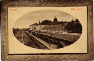 1916 Győr, MÁV indóház, vasútállomás (gyűrődés / crease)