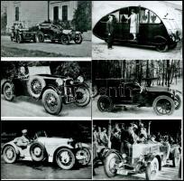 Különféle automobilok, eltérő időben készült felvételek (cca 1910 és cca 1945 között), 13 db fotó, modern nagyítások, 10x15 cm és 6x9 cm