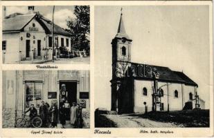 1941 Kocsola, Római katolikus templom, vasútállomás, Eppel József üzlete, kerékpár (EB)
