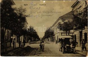1908 Győr, Árpád út, Piczek György, Winter, Farnadi üzlete, automobil. W. L. 2079. (felszíni sérülés / surface damage)