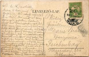 1908 Győr, Árpád út, Piczek György, Winter, Farnadi üzlete, automobil. W. L. 2079. (felszíni sérülés...