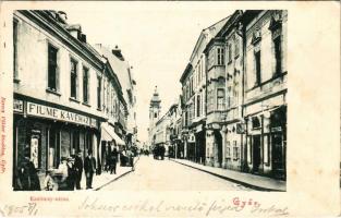 1905 Győr, Kazinczy utca, Fiume Kávéház, Máyr Gyula üzlete. Berecz Viktor üzlete (EK)