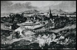 cca 1840 Marosvásárhely látképe régi metszeten, 1 db fotómásolat modern nagyításban, 10x15 cm