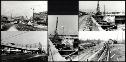 1982 Budapest, a Flórián tér átépítése, az Árpád híd felújítása, 11 db vintage fotó feliratozva, dat...