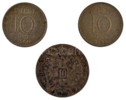 Vegyes: Ausztria 1869. 10kr Ag "Ferenc József" + Svédország 1953-1960. 10ö Ag (2xklf) T:3,...