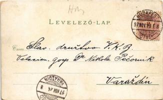 1897 (Vorläufer!) Budapest, Magyar Tudományos Akadémia, Andrássy út, Nemzeti Múzeum, Petőfi szobor, ...