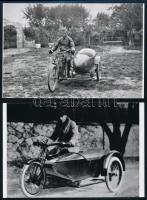 cca 1940 előtt készült felvételek oldalkocsis motorkerékpárokról, 3 db modern fotónagyítás, 10x15 cm