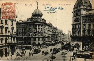 1923 Budapest VIII. Rákóczi út, Blaha Lujza tér, 35-ös és 17-es villamosok, gyógyszertár, fogorvos, Takarékpénztár és Zálogkölcsön intézet. Taussig 136. 1918/21. TCV card