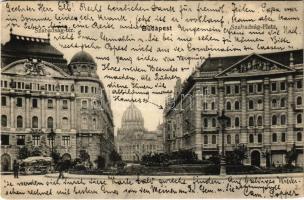 1905 Budapest V. Szabadság tér, Országház a háttérben, Adria palota (EK)