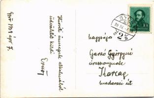 1939 Győr, látkép a Rába part mellől vasúti sínekkel, templomok. photo