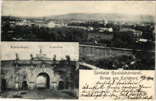 1904 Gyulafehérvár, Karlsburg, Alba Iulia; Károly-kapu, látkép / castle gate, general view