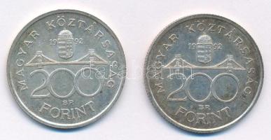 1992. 200Ft Ag "MNB" (2x) T:1-,2 patina 
Adamo F13