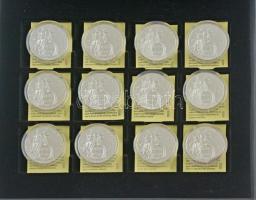 DN "A szabadságharc képes krónikája" 12xklf darabból álló festett, ezüstözött CuZn emlékér...