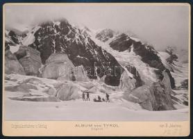cca 1890 Tiroli havas hegycsúcsok, keményhátú fotó B. Johannes cs. és kir. udvari fényképész műterméből, 16x11,5 cm / Tyrol, Tirol, snowy mountain peaks, vintage photo