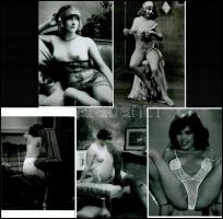 Változó korok, változó női fehérnemű divat, szolidan erotikus felvételek, 5 db modern nagyítás Fekete György budapesti fényképész hagyatékából és gyűjteményéből, 15x10 cm
