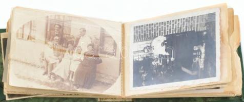 cca 1940-1960 Régi családi fotóalbum, kb. 26 fotóval, 8x6 és 9x6 cm közötti méretben