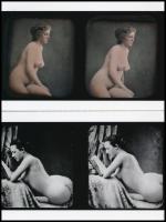 cca 1850 Sztereo akt dagerrotípiákról készült fotómásolat, 2 db modern nagyítás Fekete György budapesti fényképész hagyatékából és gyűjteményéből, 10x15 cm