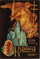 1938 November 11. Kassa hazatért! Magyar címeres irredenta / Kosice, Hungarian irredenta art postcard with coat of arms (fl)